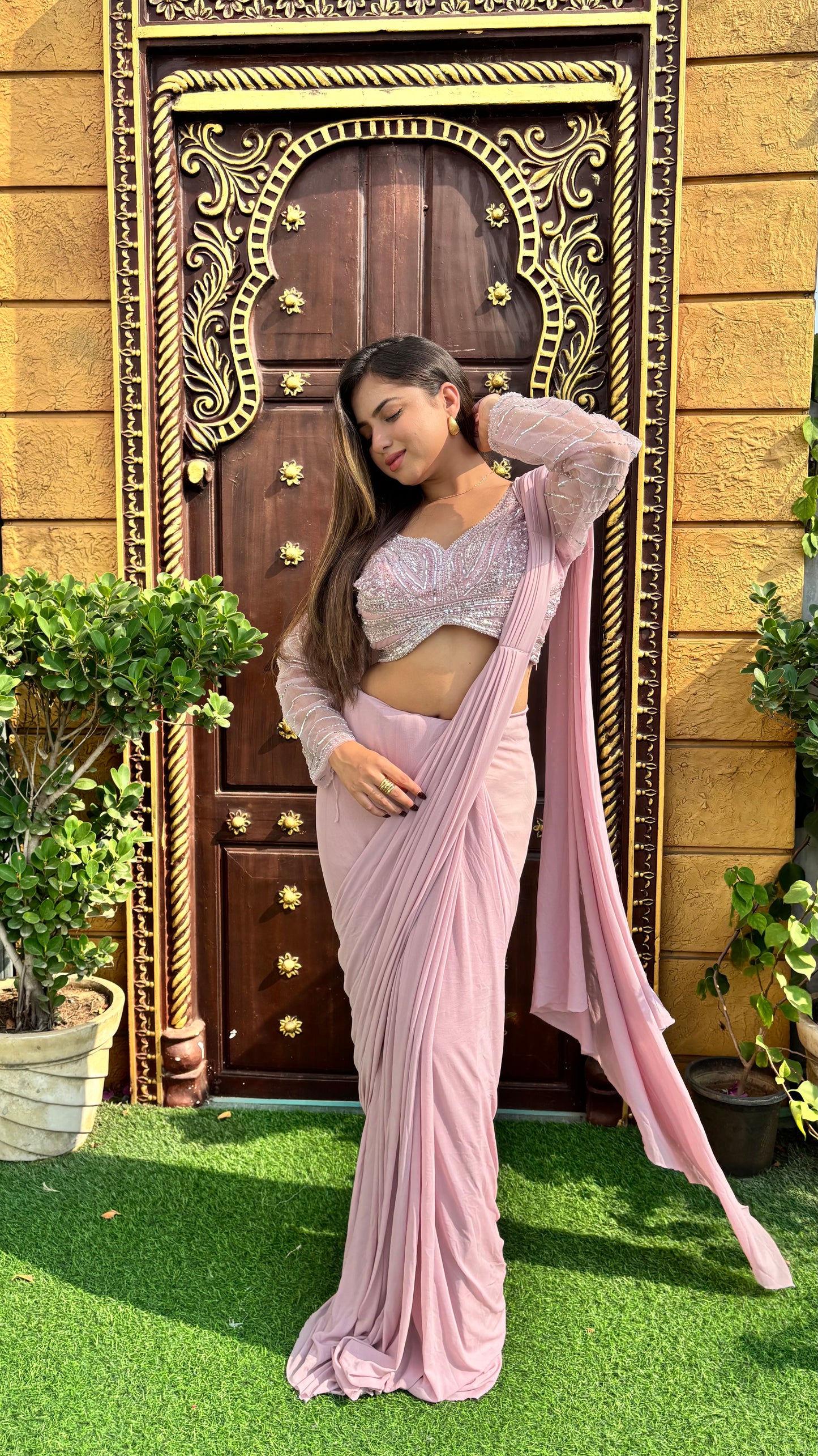 Drape pink saree