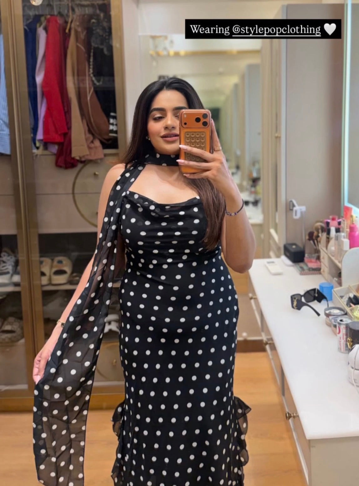 Midnight Polka Elegance Dress