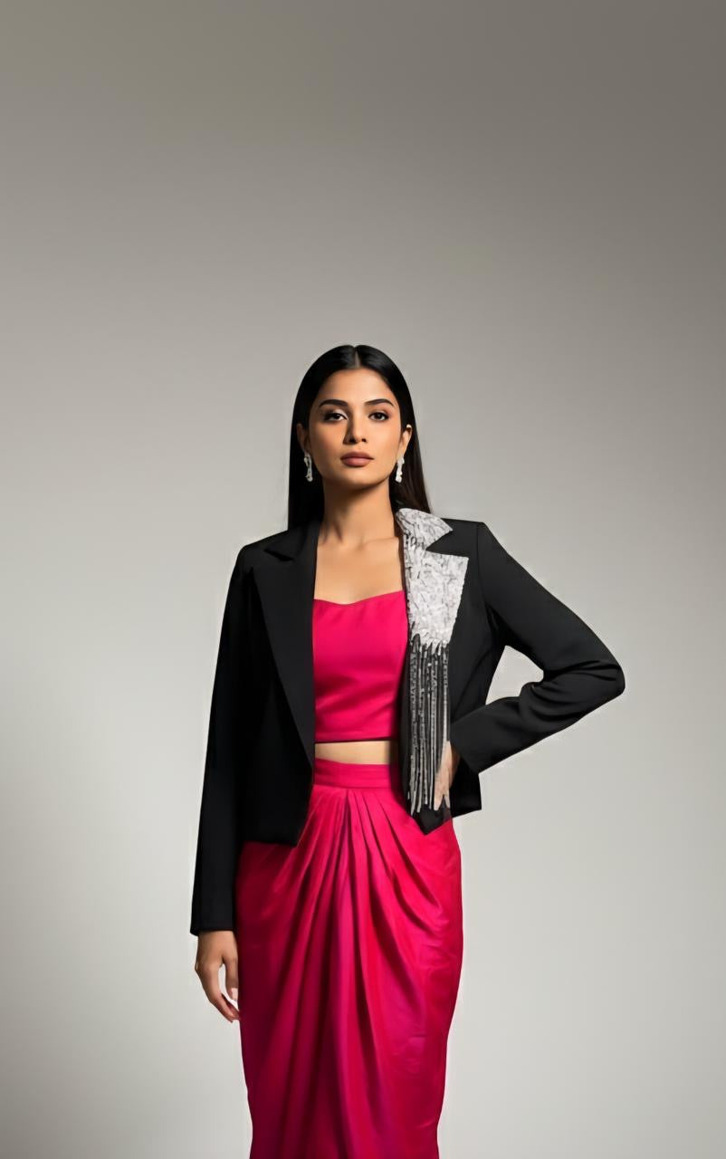 Skirt with inner and blazer