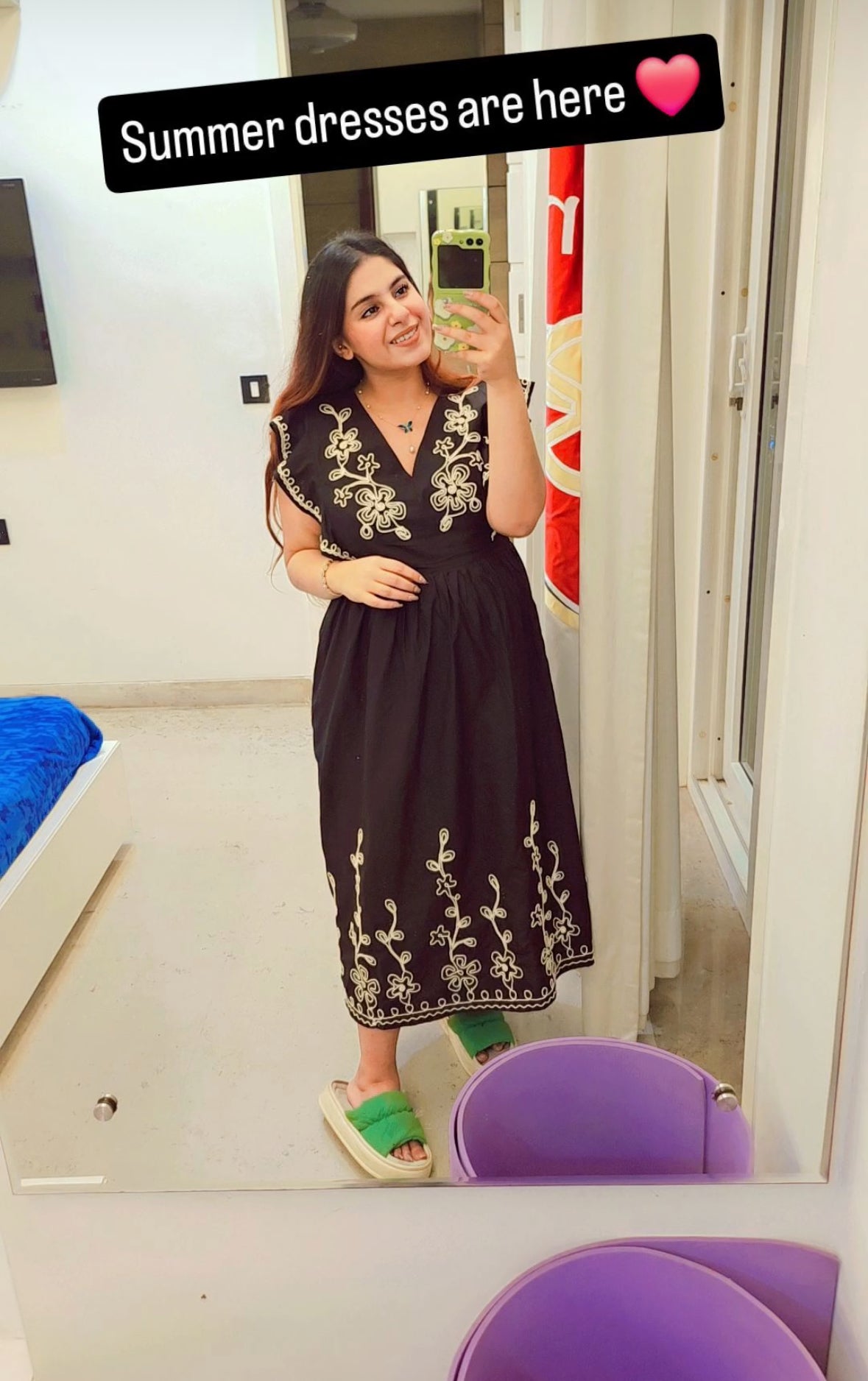 Noir Embroidered Midi Dress