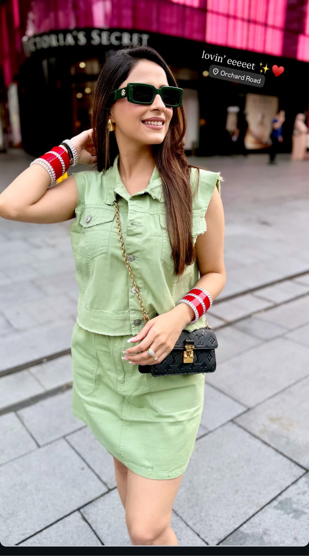 Denim Sea Green Skirt Set