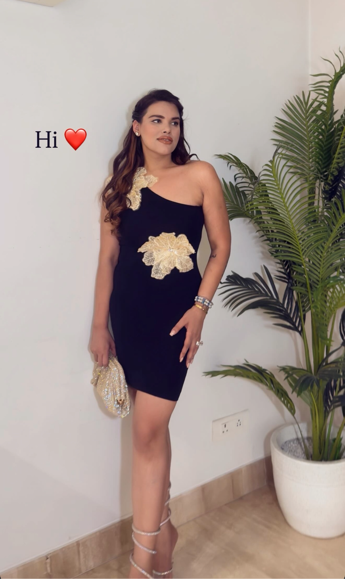 One shoulder flower dress