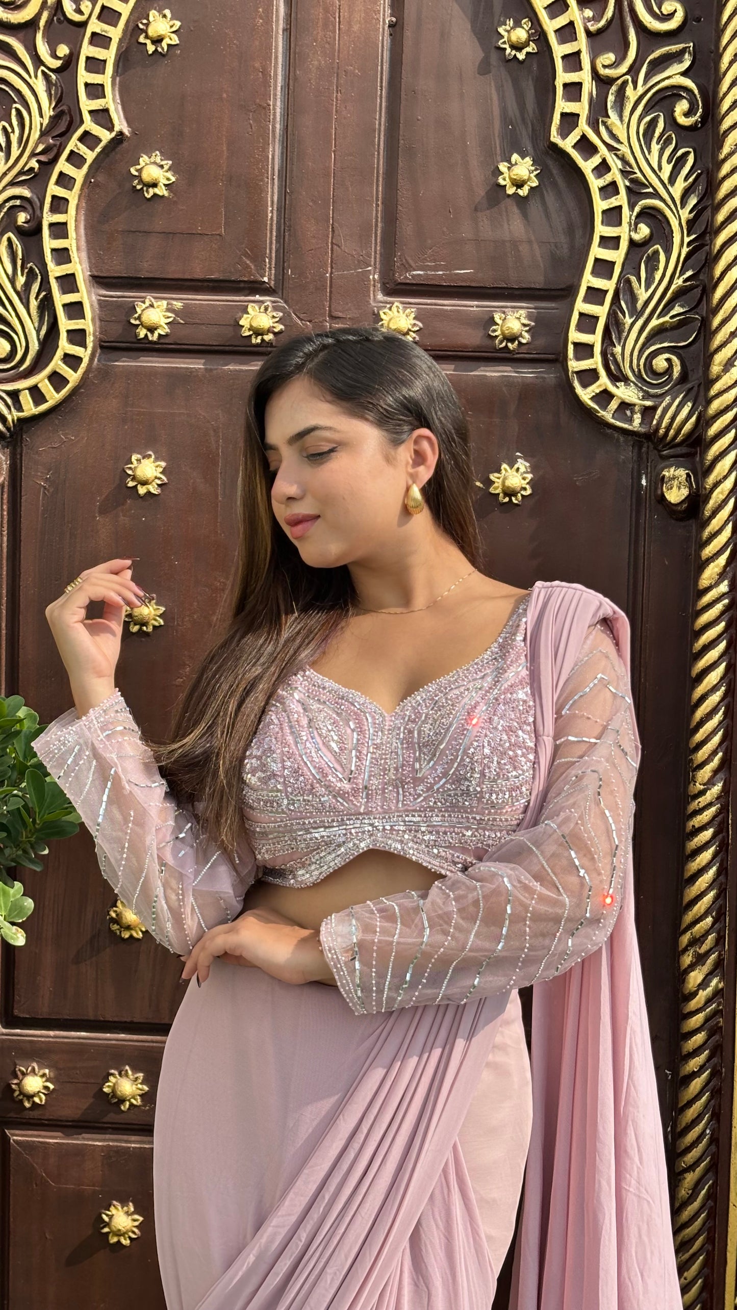 Drape pink saree
