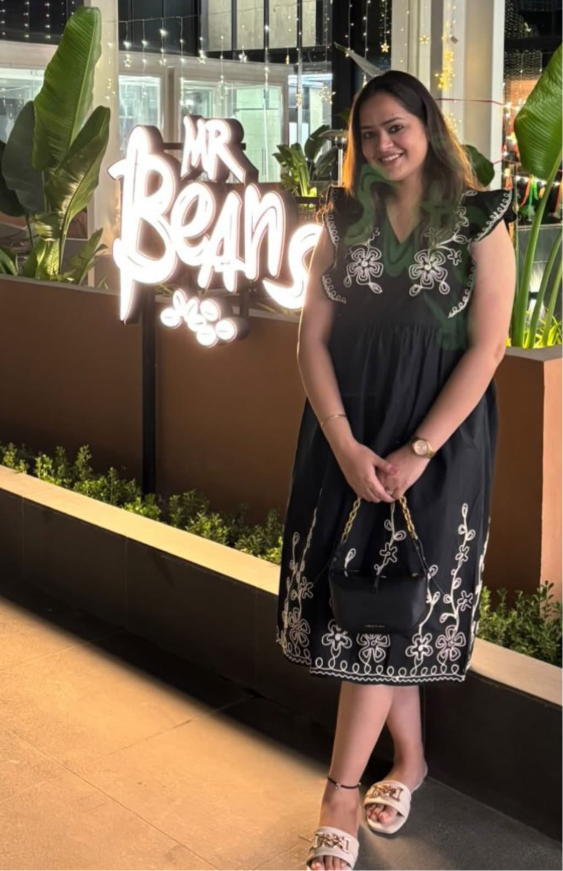 Noir Embroidered Midi Dress