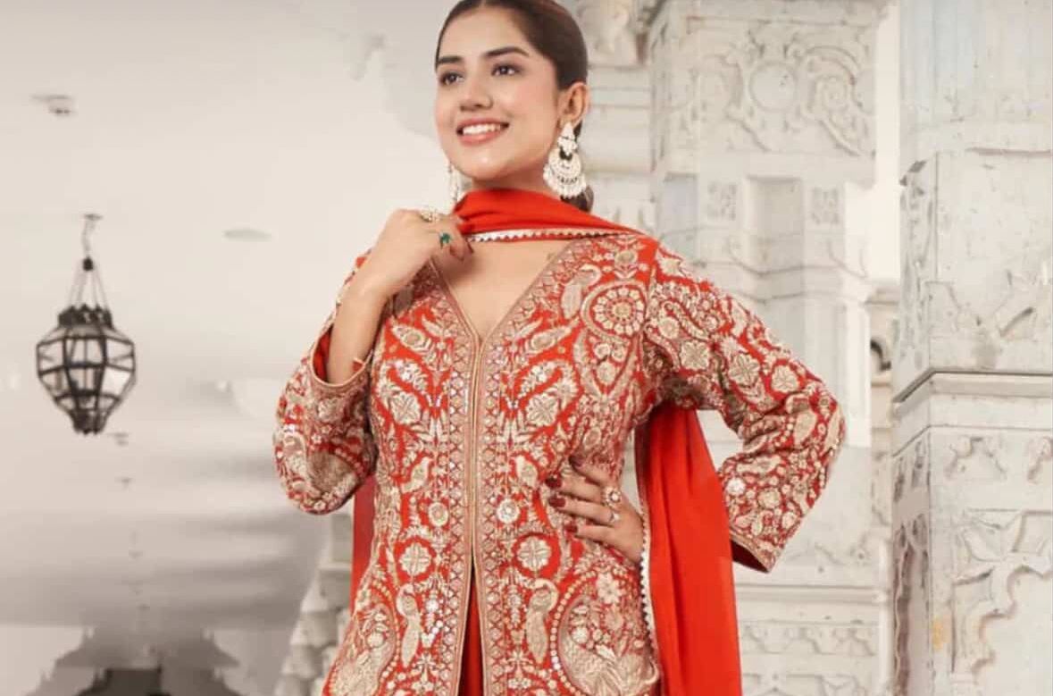 Amber Glow Sharara Suit