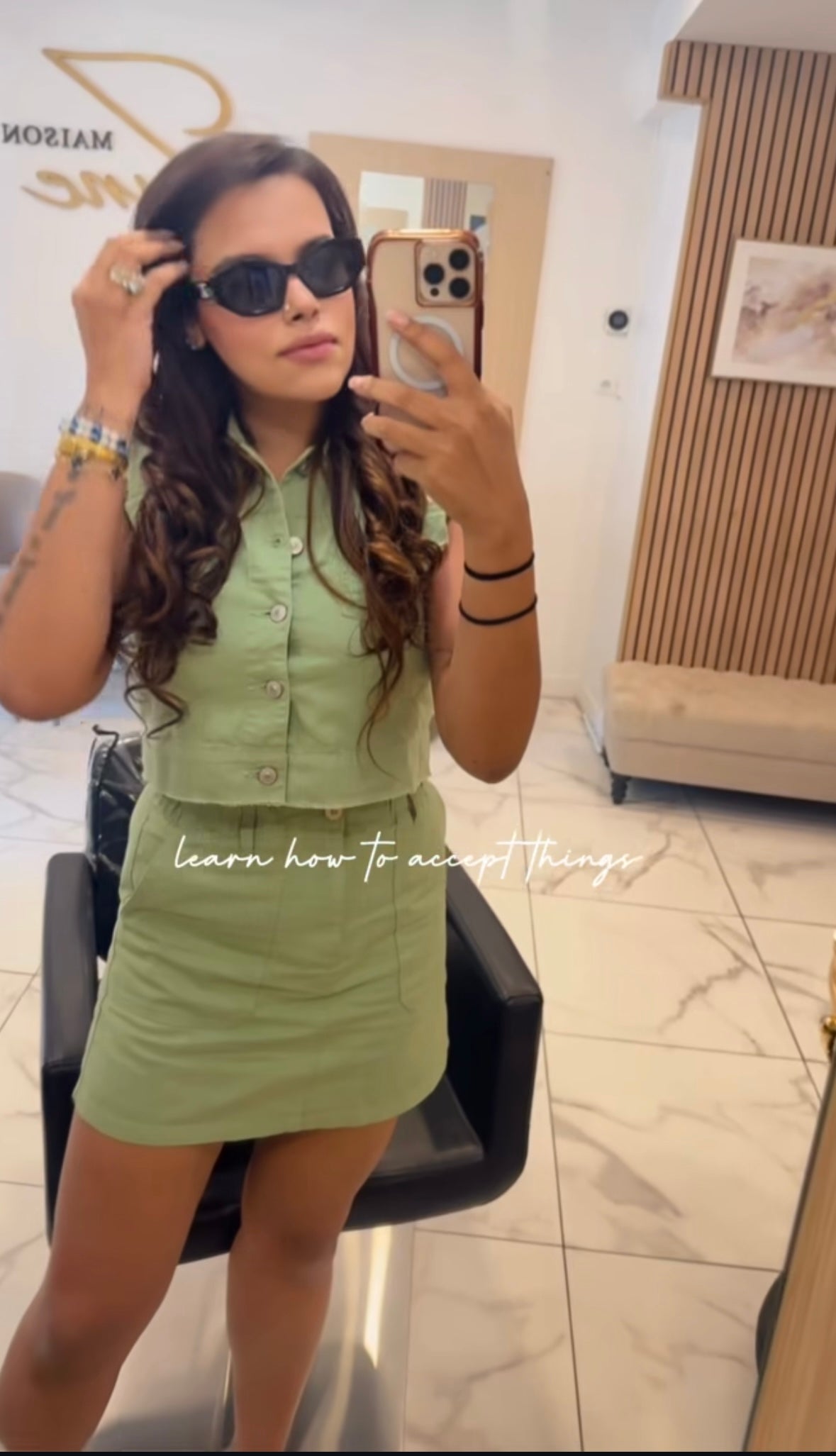 Denim Sea Green Skirt Set