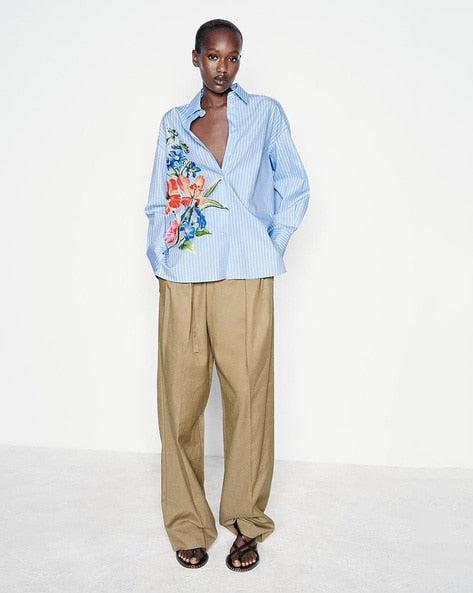 Cotton Stripes Shirt ( This is oversized shirt)