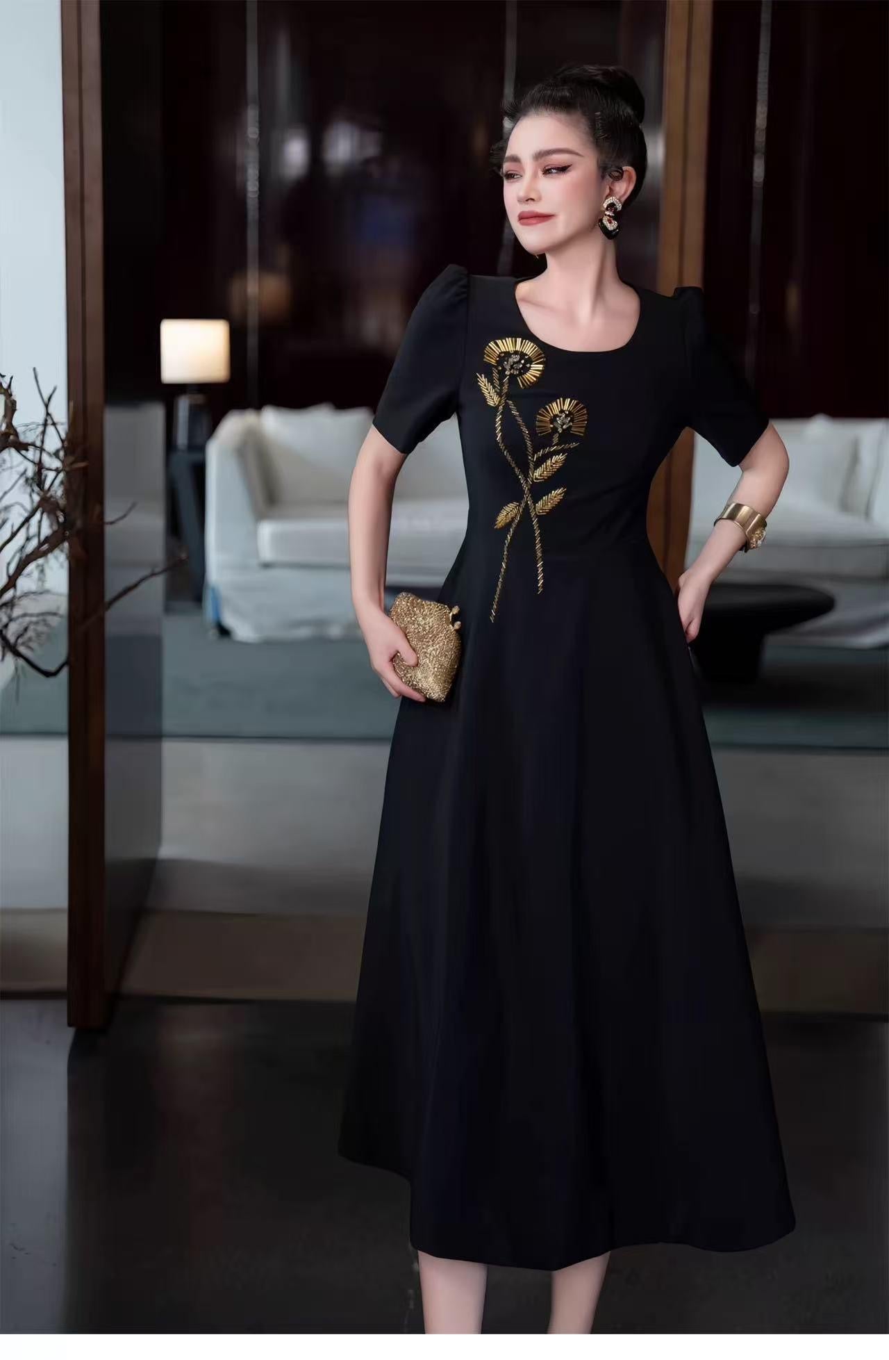 Elegant Embroidered A-Line Dress