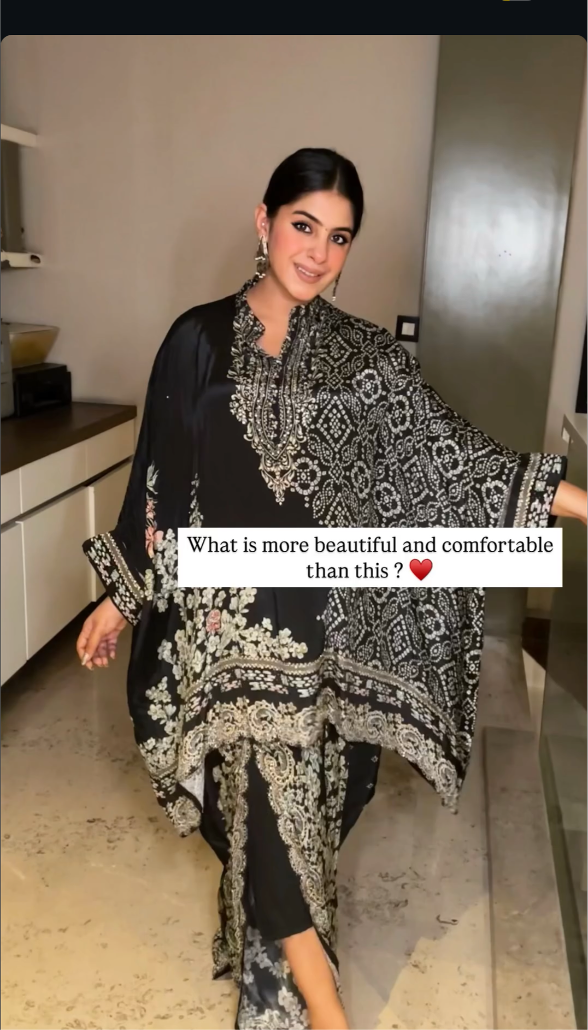 Midnight Ornate Kaftan Set
