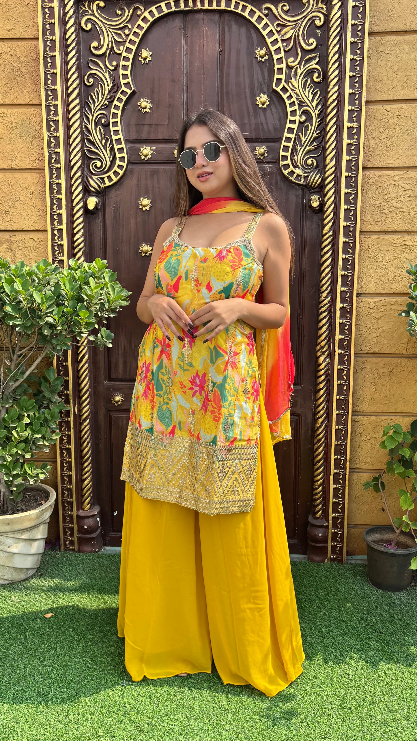Yellow sharara suit