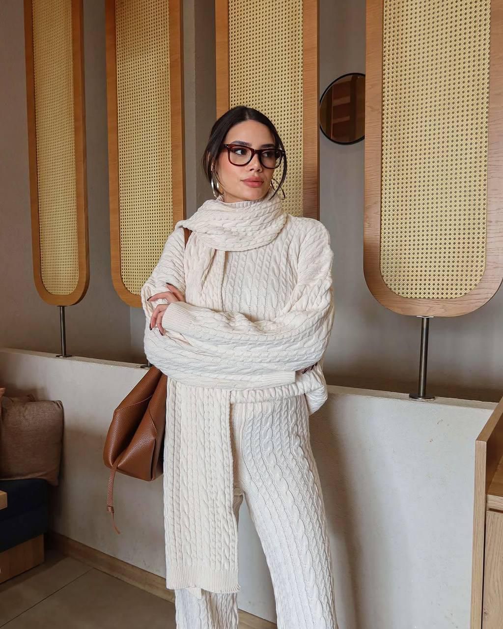 Snug Luxe Cable-Knit 3-piece Set