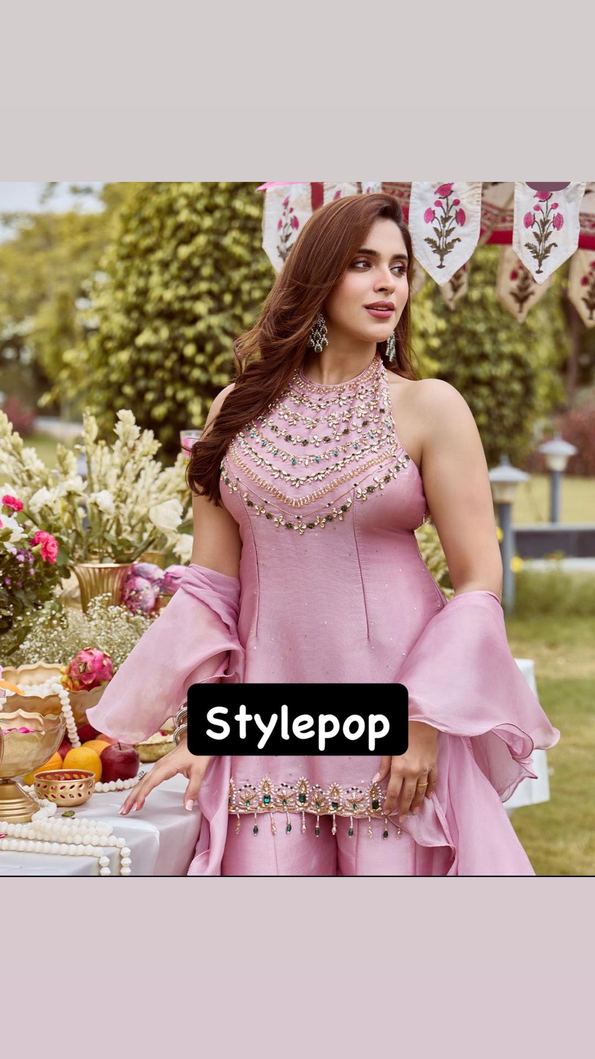Rose Petal Embellished Sharara Set