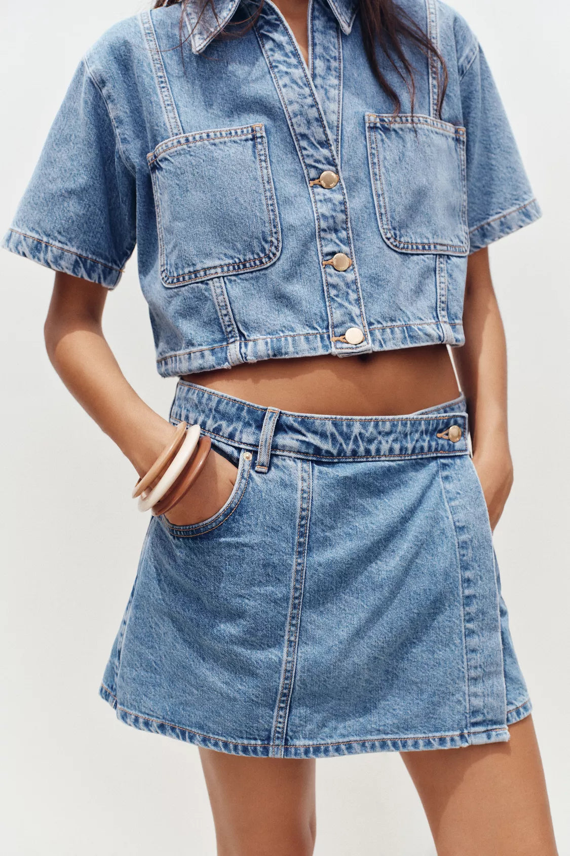 Light Blue Denim skorts set