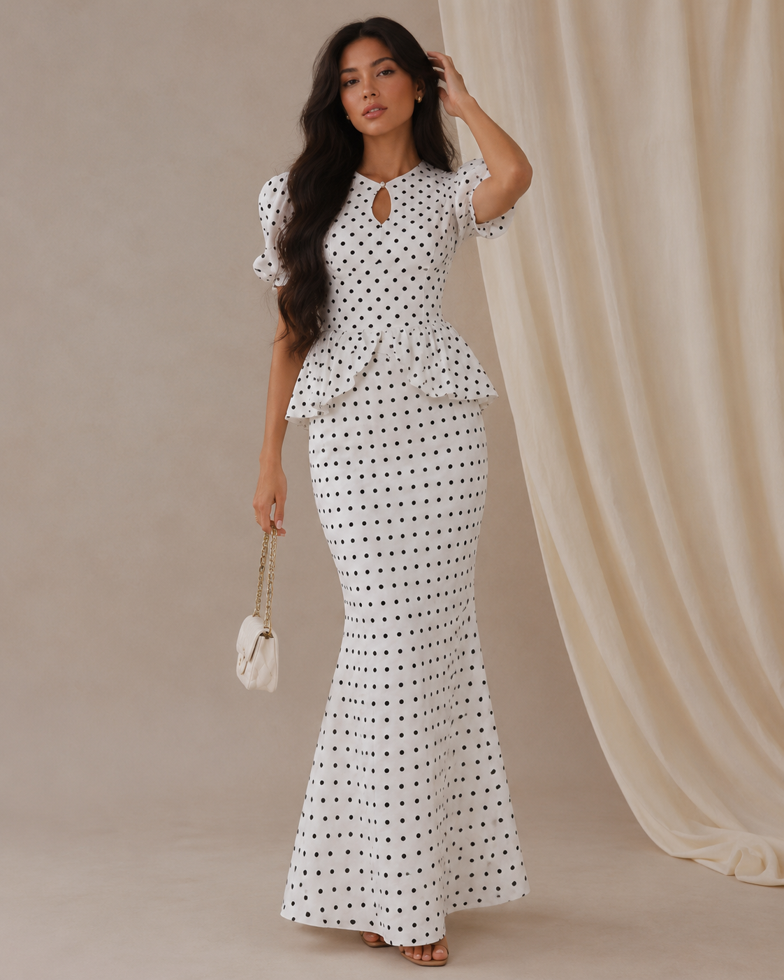 Polka Royale Peplum Dress