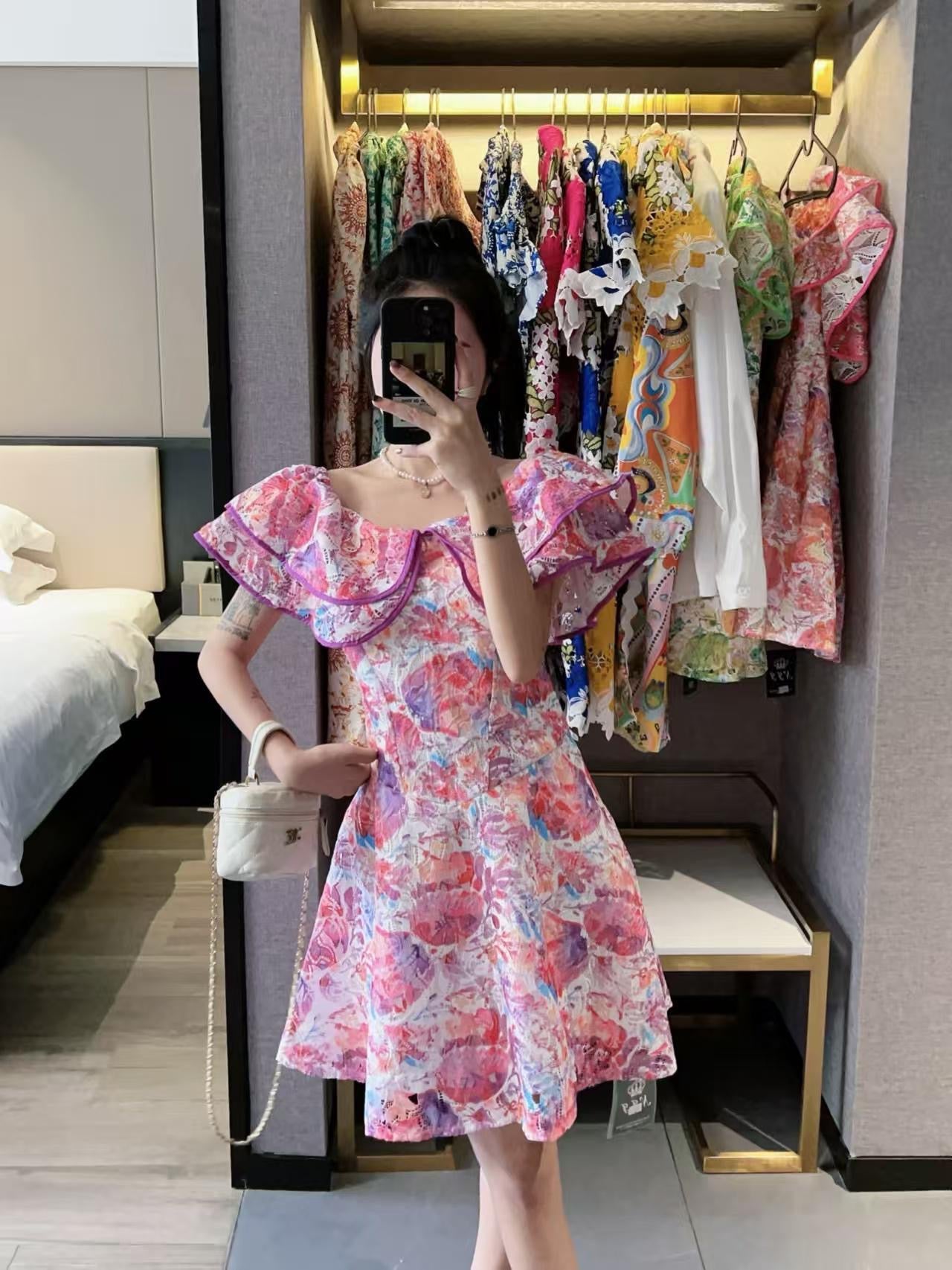 Short schiffli Pink dress