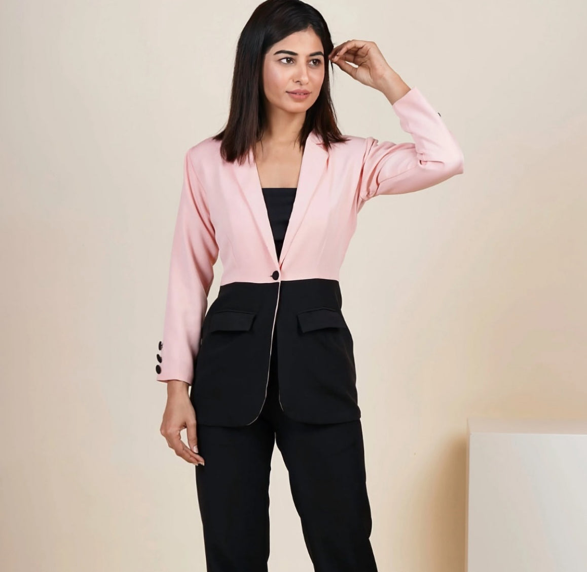 dual pink blazer set