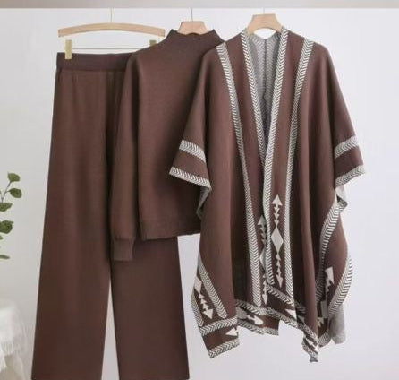 Azra Tribal Knit Cape Co-ord Set