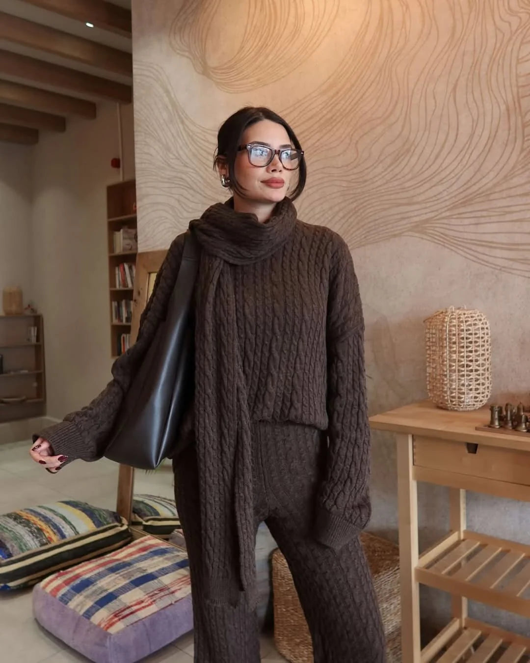 Snug Luxe Cable-Knit 3-piece Set