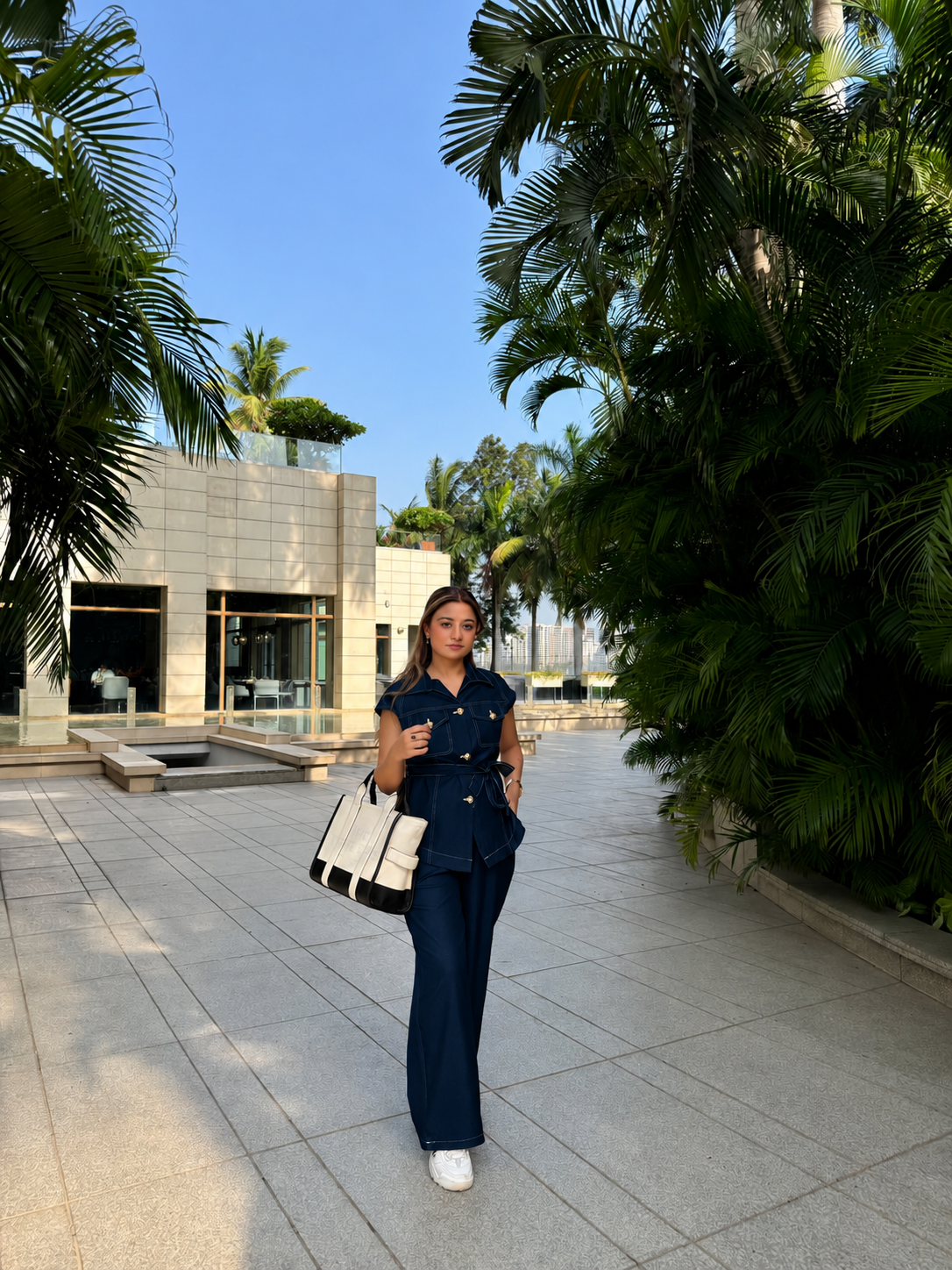 Denim Drift Belted Set