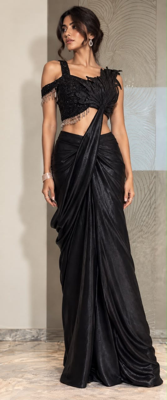 Black Drape Saree