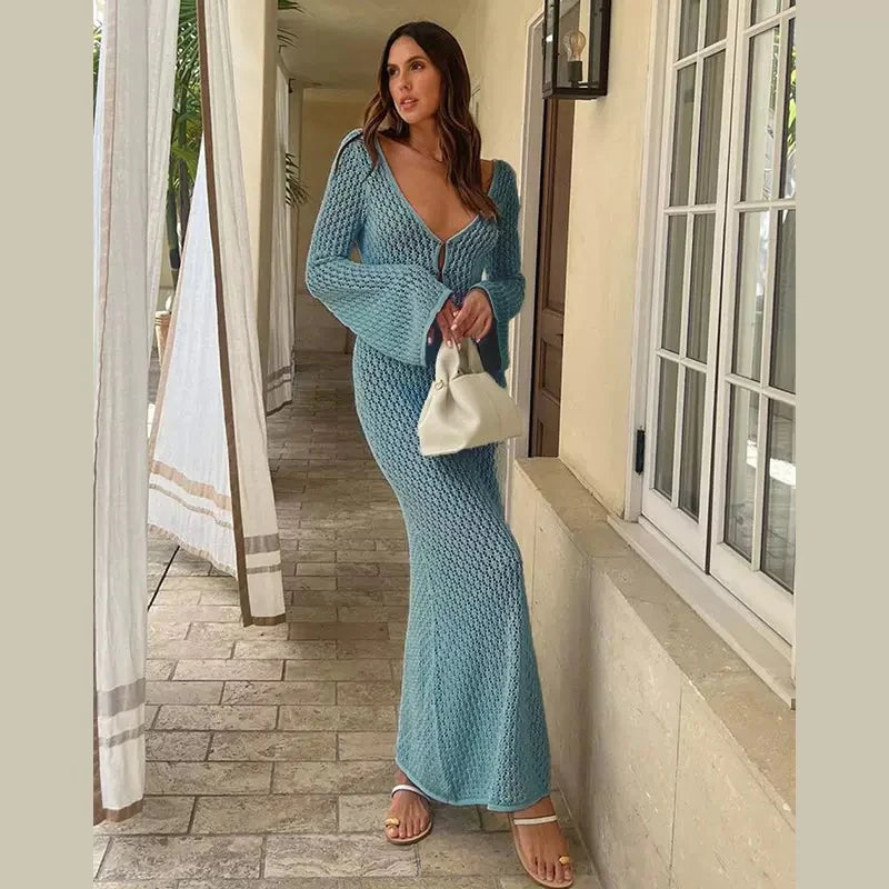 Seafoam Crochet Maxi Dress