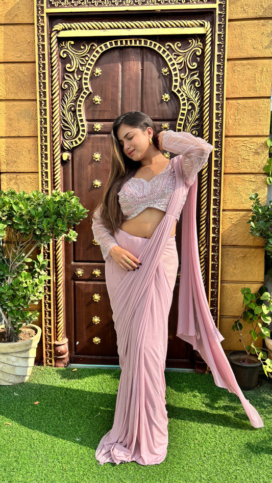 Drape pink saree