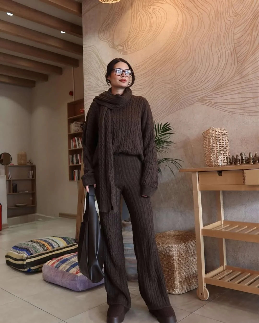 Snug Luxe Cable-Knit 3-piece Set