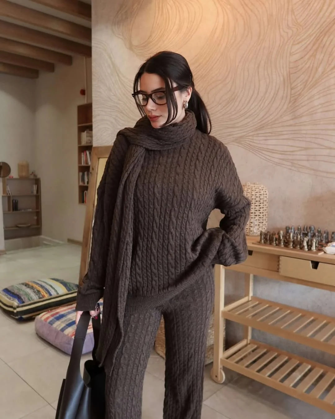 Snug Luxe Cable-Knit 3-piece Set