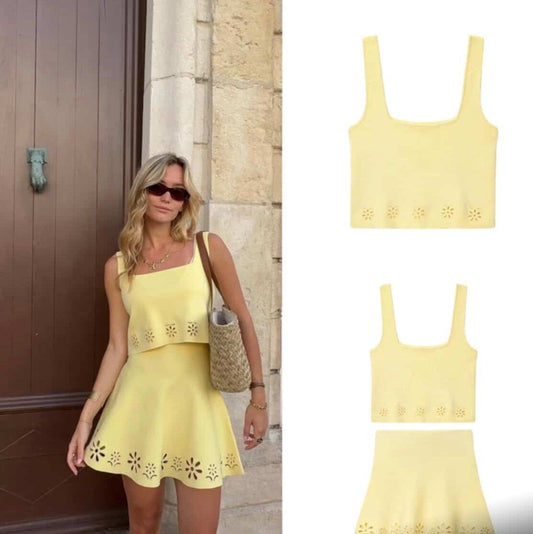 Butter yellow Cutwork Co-ord Set