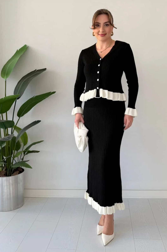 Ruffle Charm Knit Skirt Set