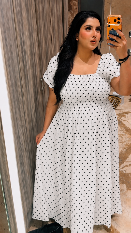 Polka Puff Sleeves Princess Dress
