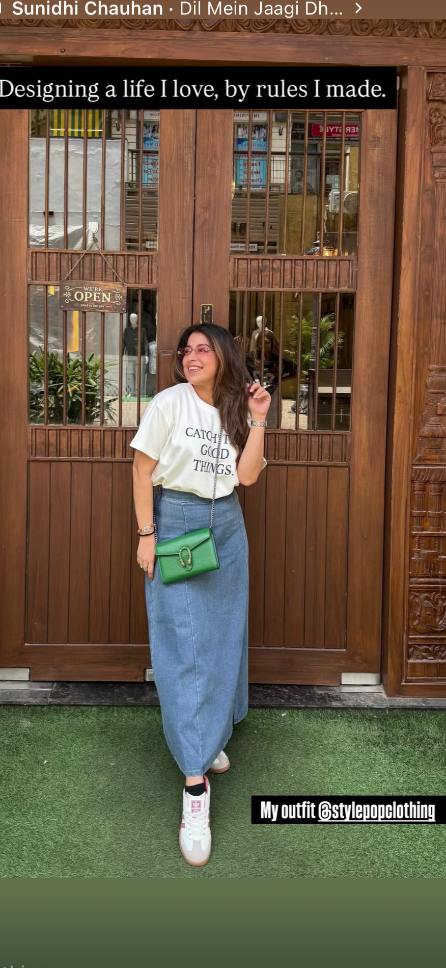 Everyday Bliss Denim Skirt Set with bag
