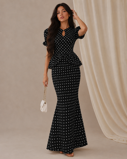 Polka Royale Peplum Dress