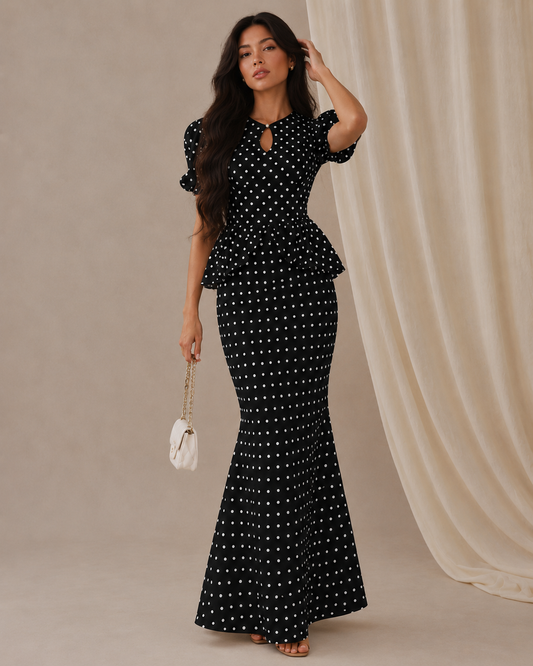 Polka Royale Peplum Dress