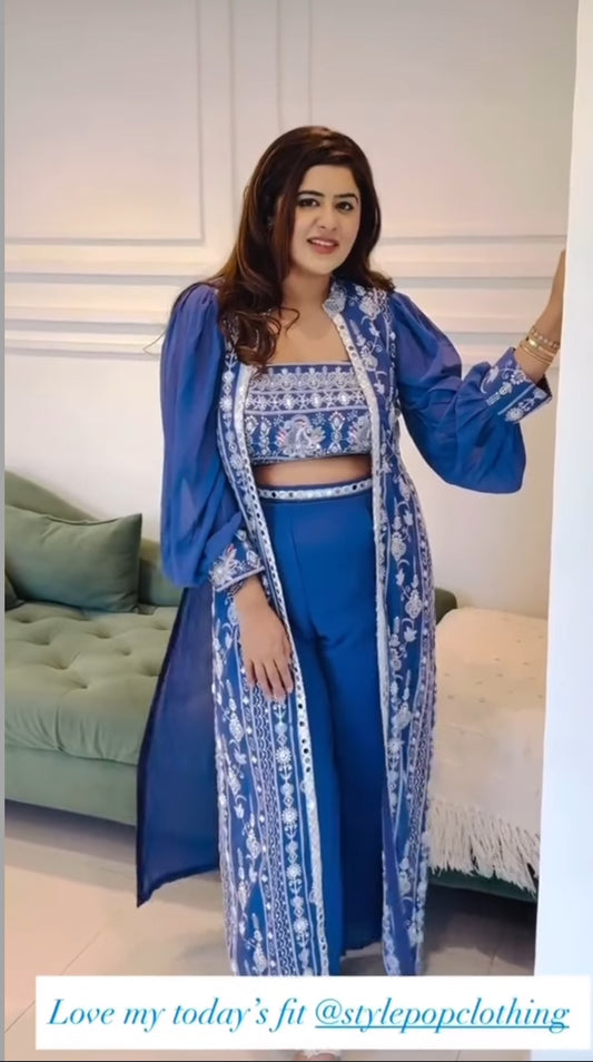 Blue indowestern set