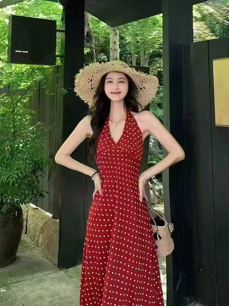 Ruby Riviera Polka Halter Dress