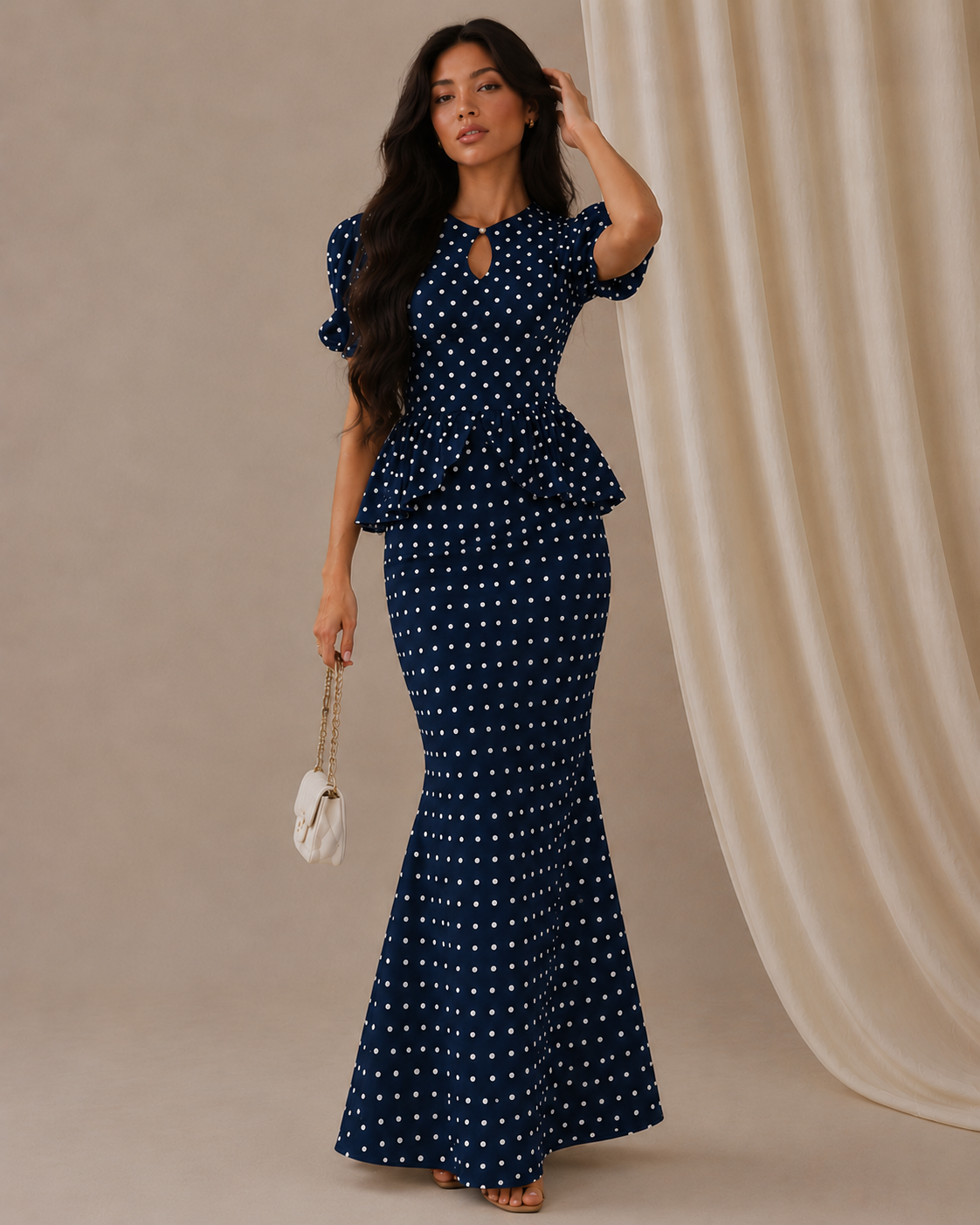 Polka Royale Peplum Dress