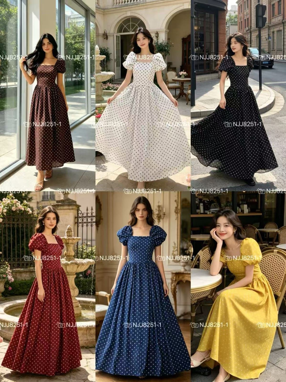 Polka Puff Sleeves Princess Dress