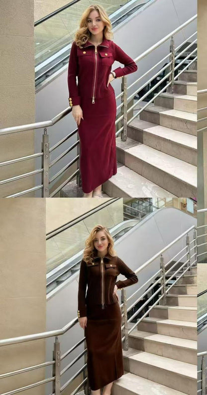 Zip Royale Knit Skirt Set