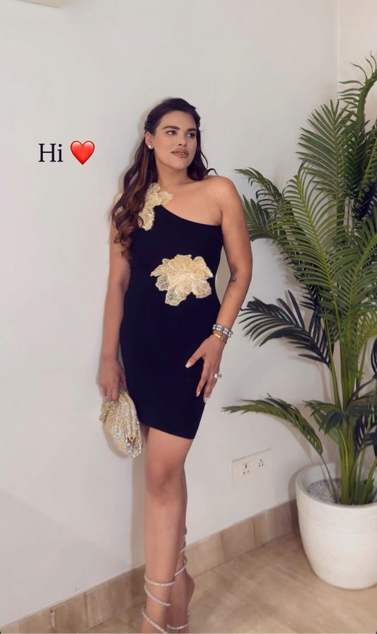 One shoulder flower dress