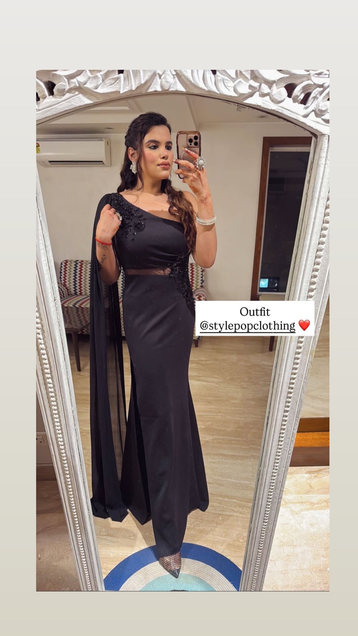 One shoulder embellished gown