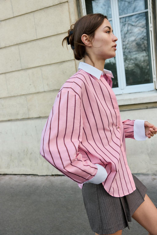 Pink stripes shirts (This is oversized style shirt)