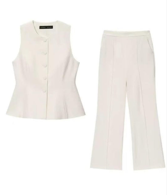 White Peplum Coordset