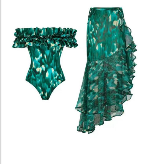 Ocean Whisper Ruffle Swim Set