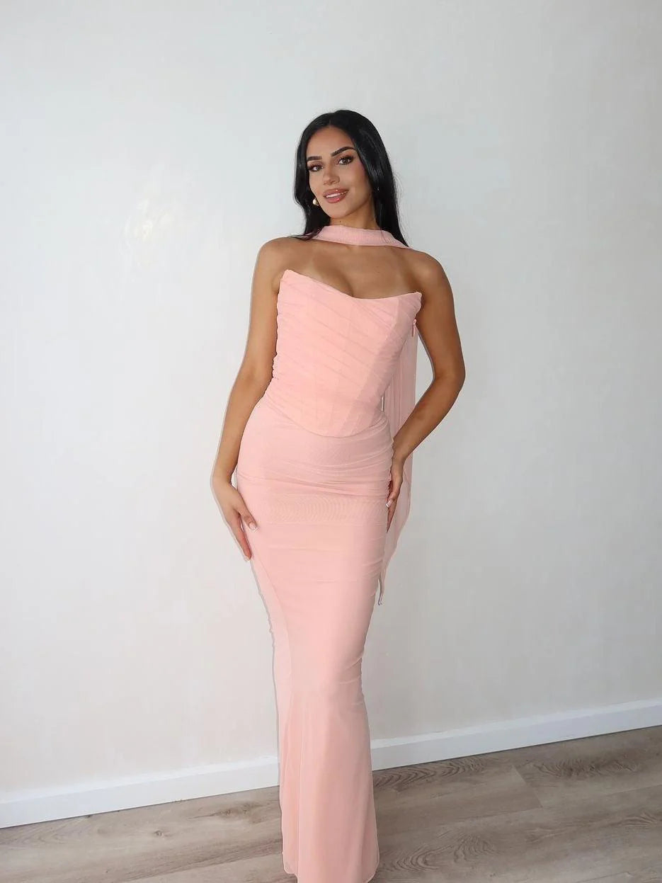 Ruched Skirt & Top tSet with scarf