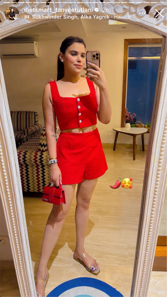 Red shorts set