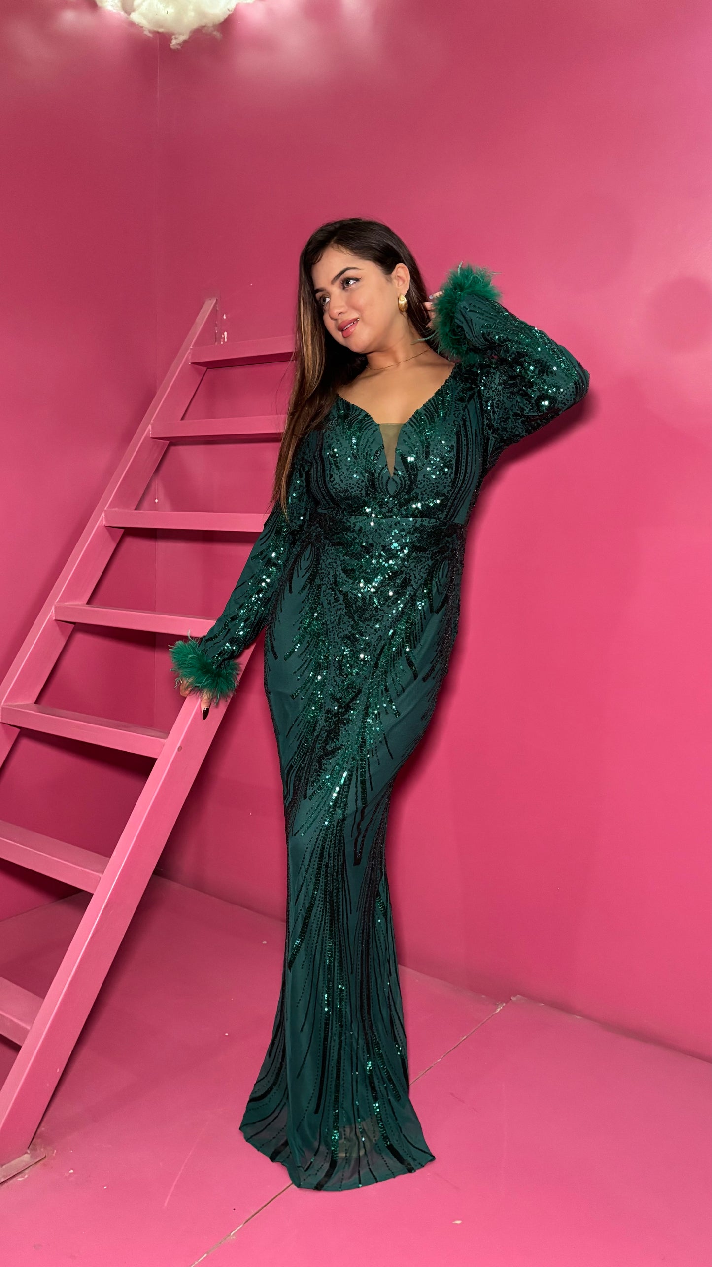 Emerald Allure Sequin Gown