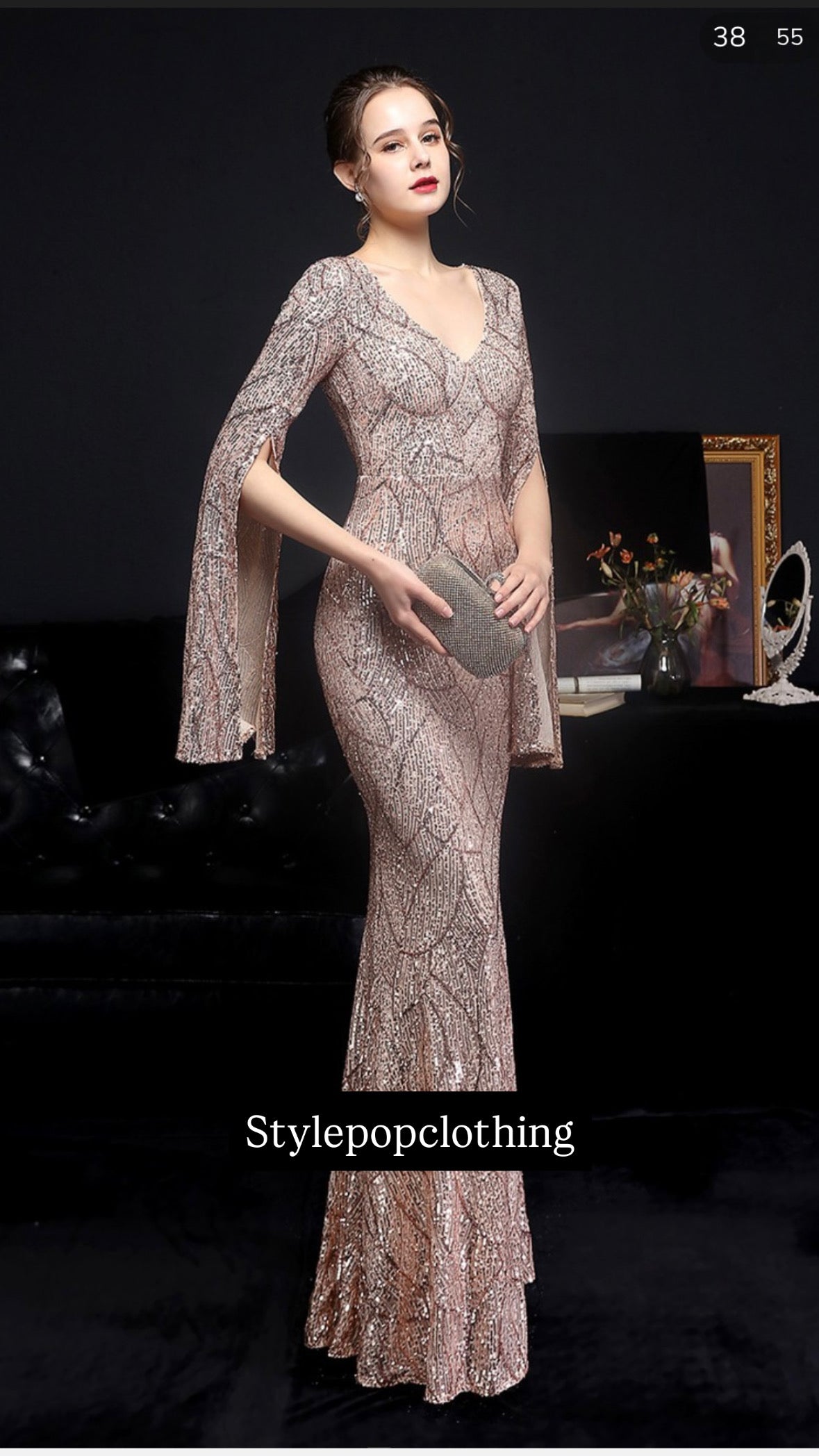 Noir Elegance Cape Gown