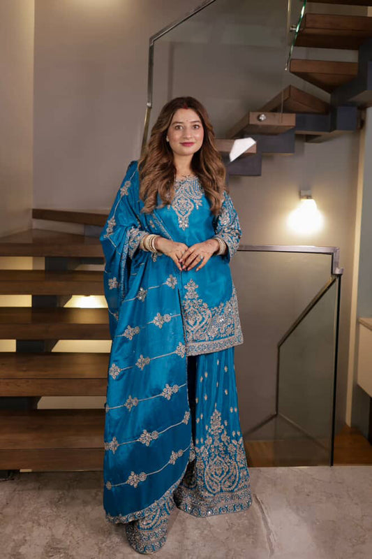 Noor Embroidered Sharara Suit