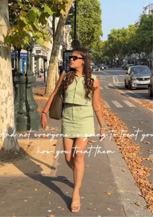 Denim Sea Green Skirt Set
